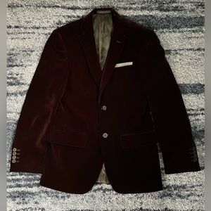 LMental Maroon/Burgundy Velvet Suit Jacket/Blazer - Size 36R